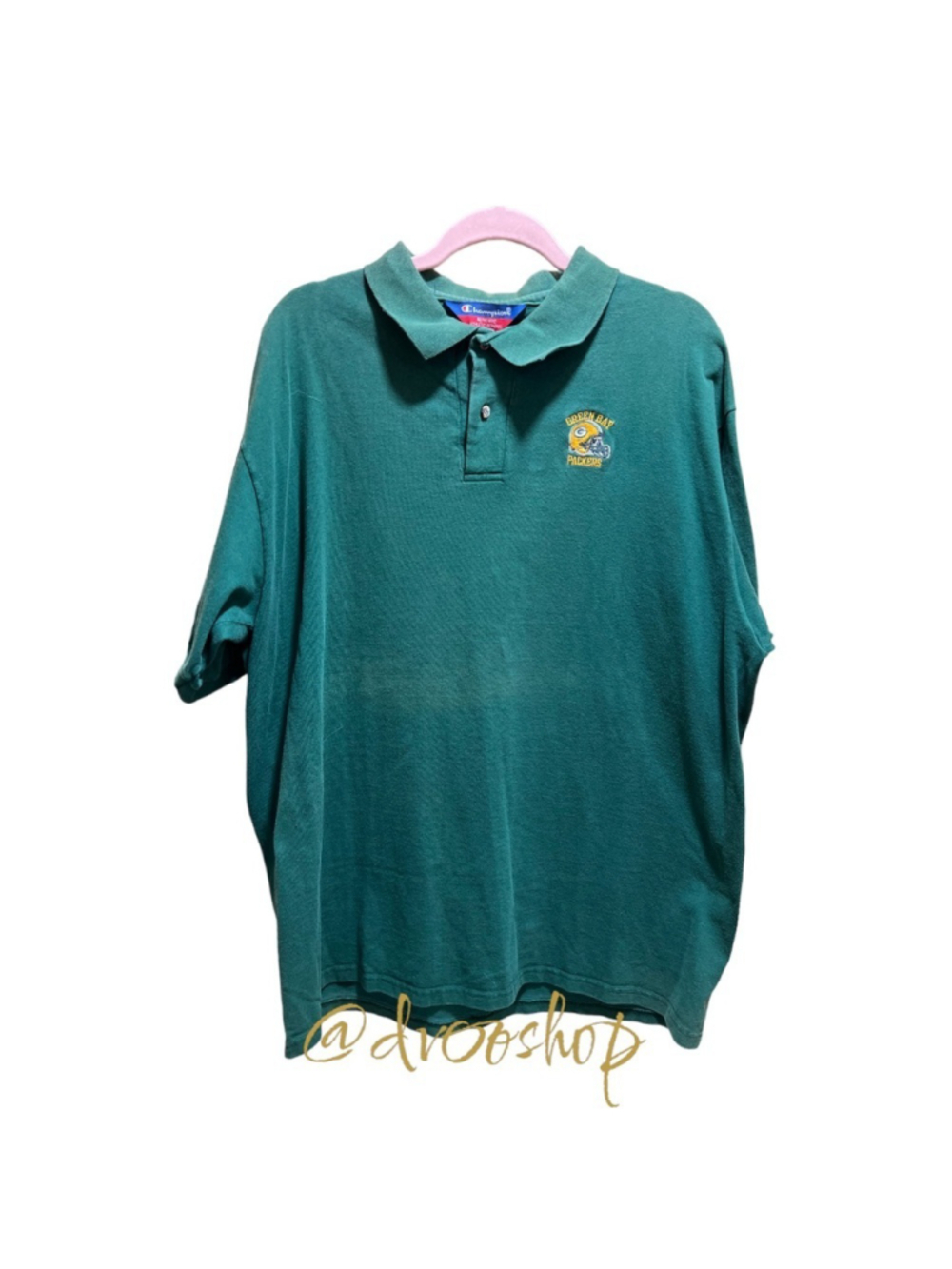 Vintage Men’s L/XL Champion Green Bay Packers Polo Shirt Green JIT8